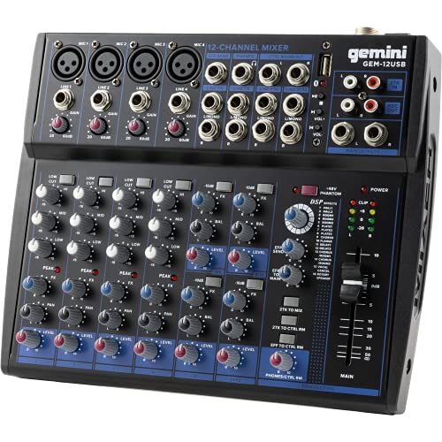 Gemini Sound GEM-12USB Mezclador analógico de 12...